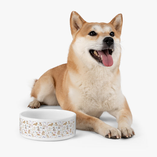 Ceramic Pet Bowl with Cute Puppy Pattern