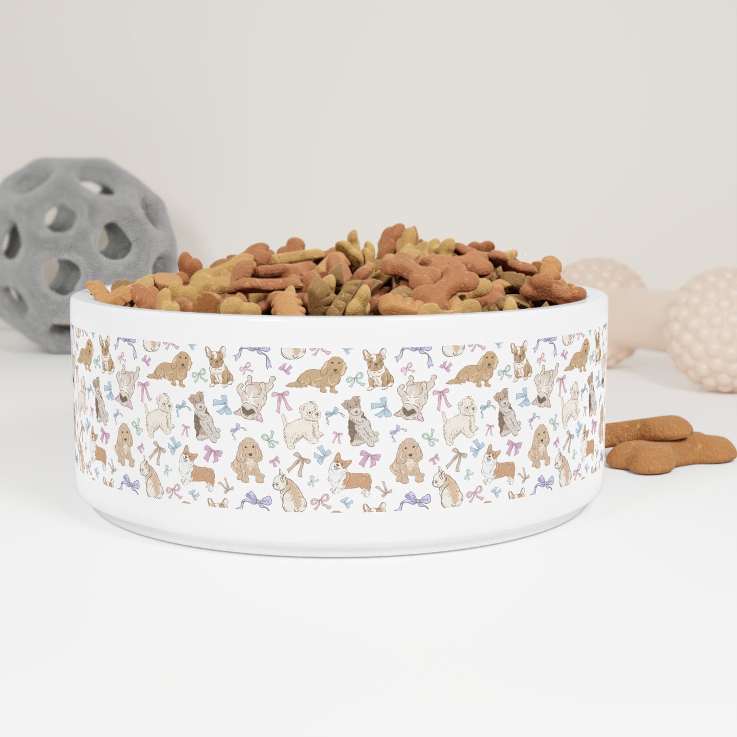 Ceramic Pet Bowl with Cute Puppy Pattern