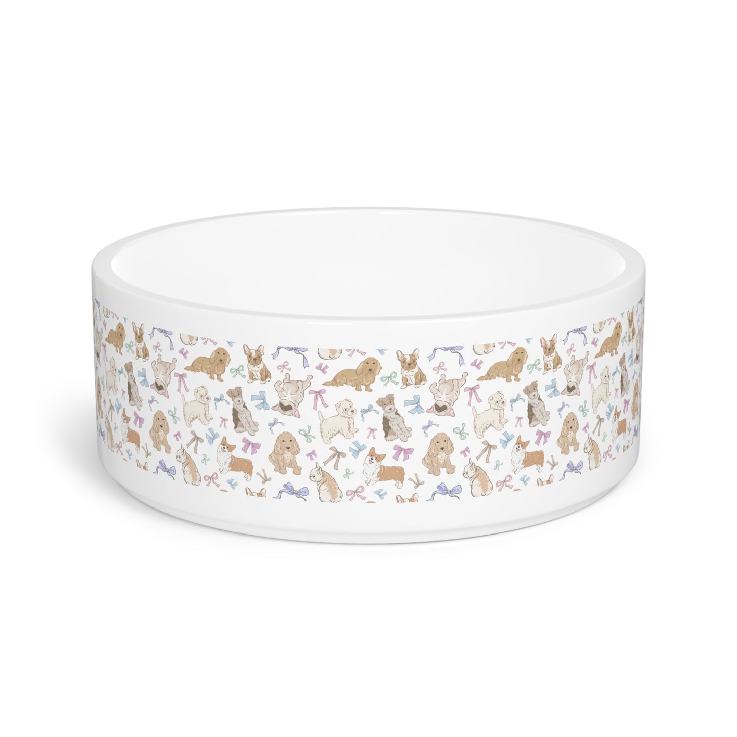Ceramic Pet Bowl with Cute Puppy Pattern