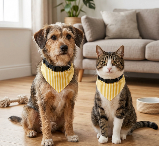 Striped Yellow Clip-On Pet Bandana